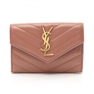 SAINT LAURENT Brown Monogram Leather Wallet